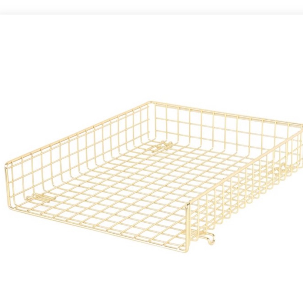 NWT Threshold Grid Wire Letter Tray Gold Steel Desk Organizer 4 Office Supplies